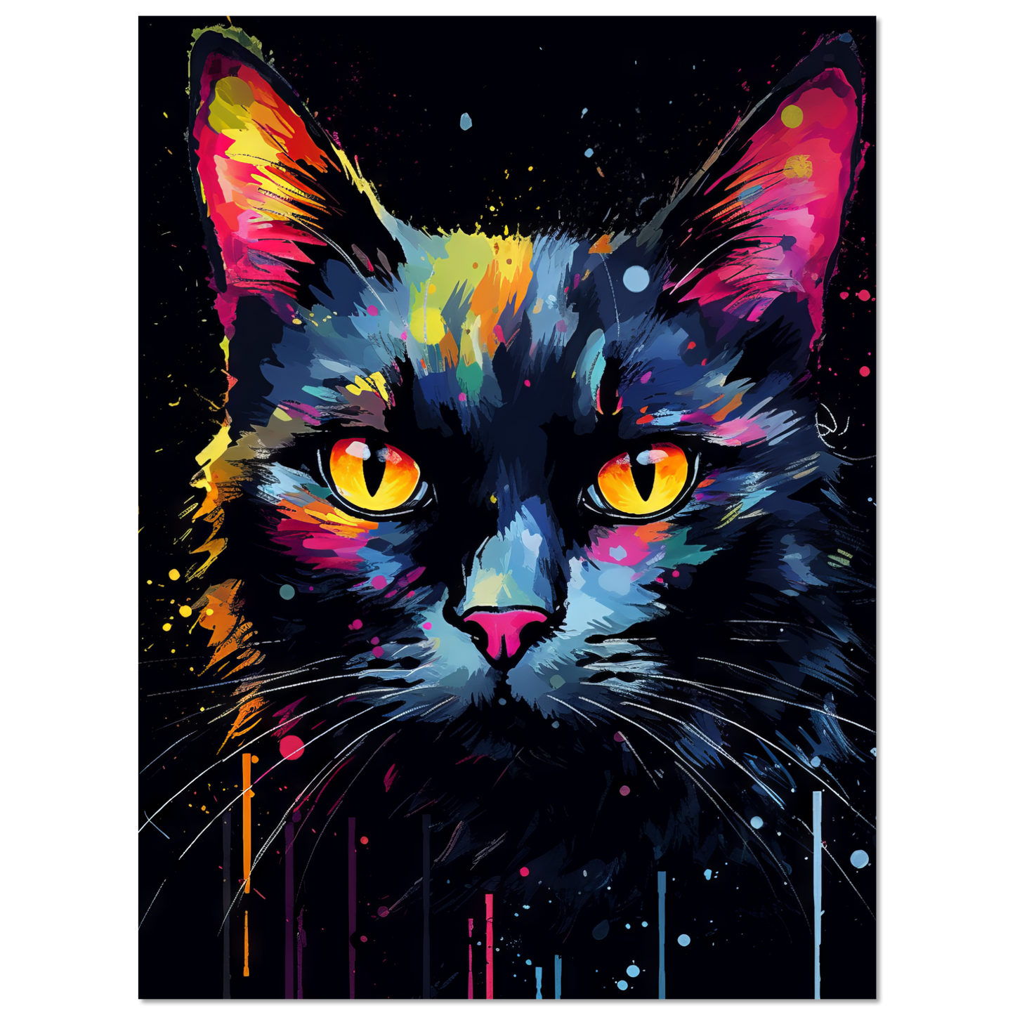 Katze Schwarz Pop-Art (CAT42)
