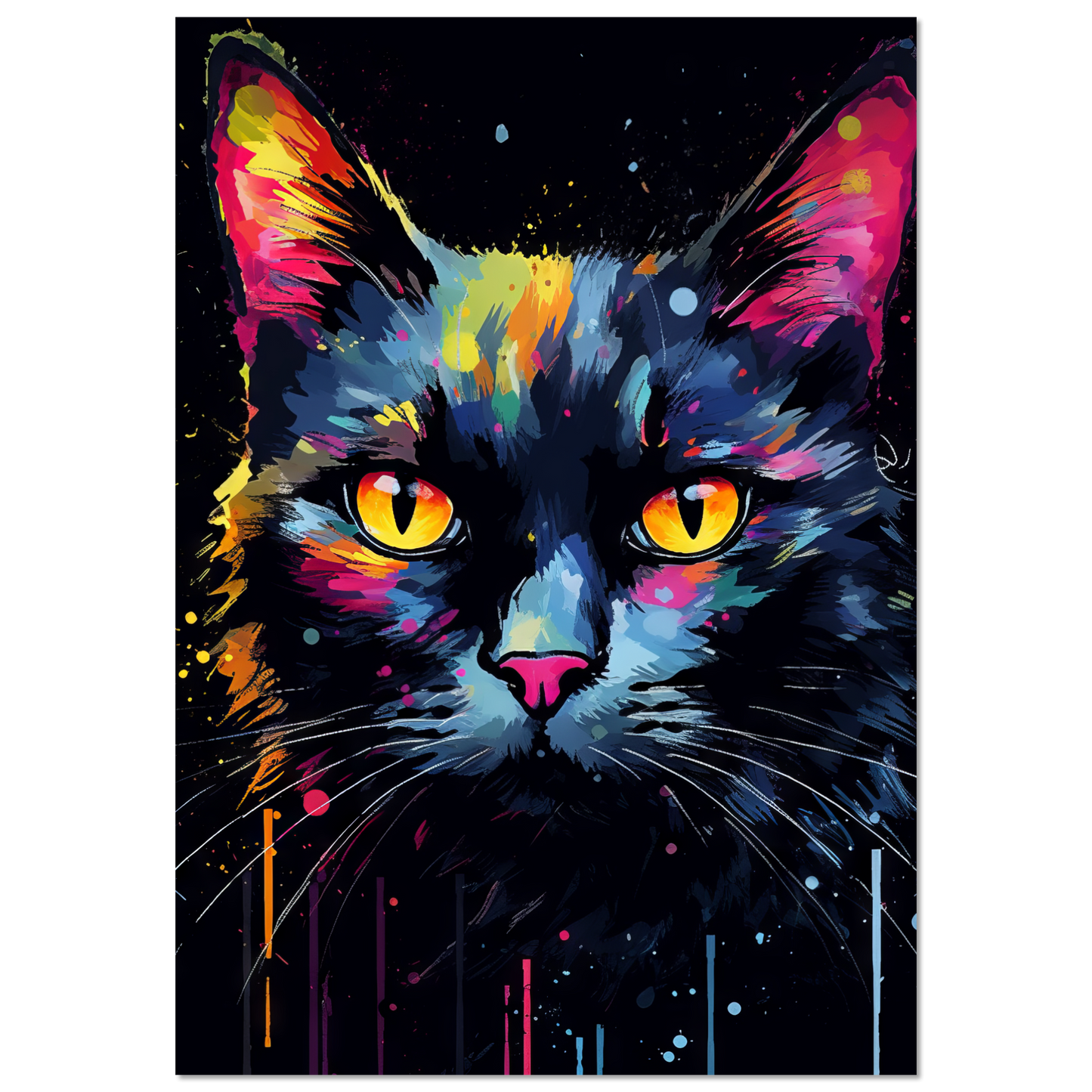 Katze Schwarz Pop-Art (CAT42)