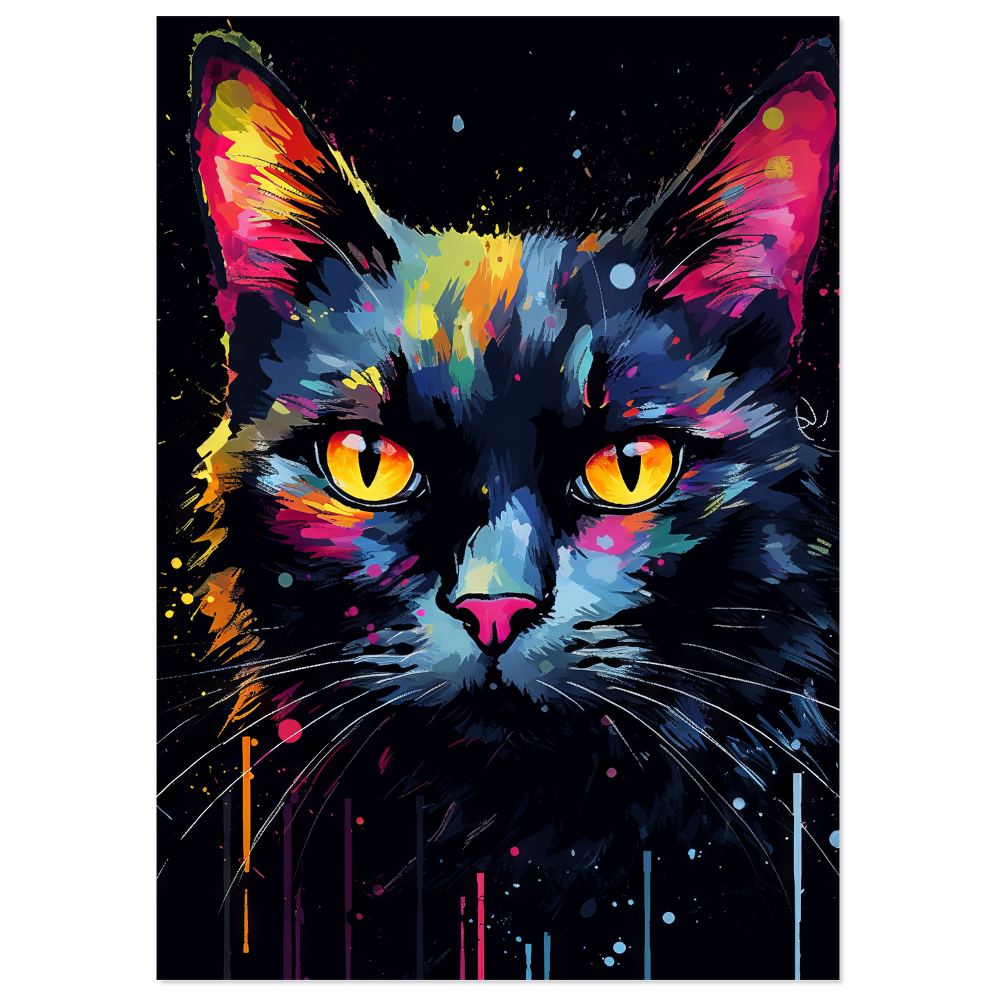 Katze Schwarz Pop-Art (CAT42)