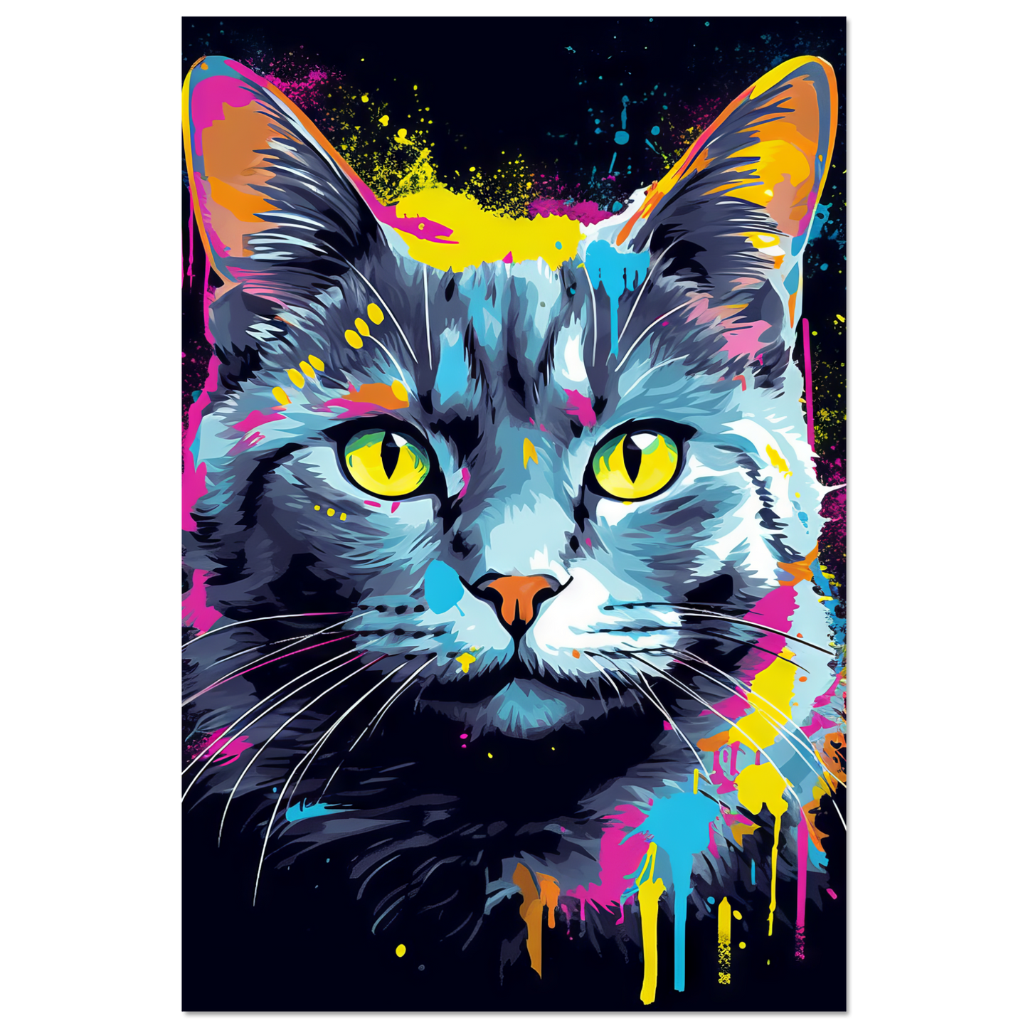 Katze Grau Getigert Pop-Art (CAT46)