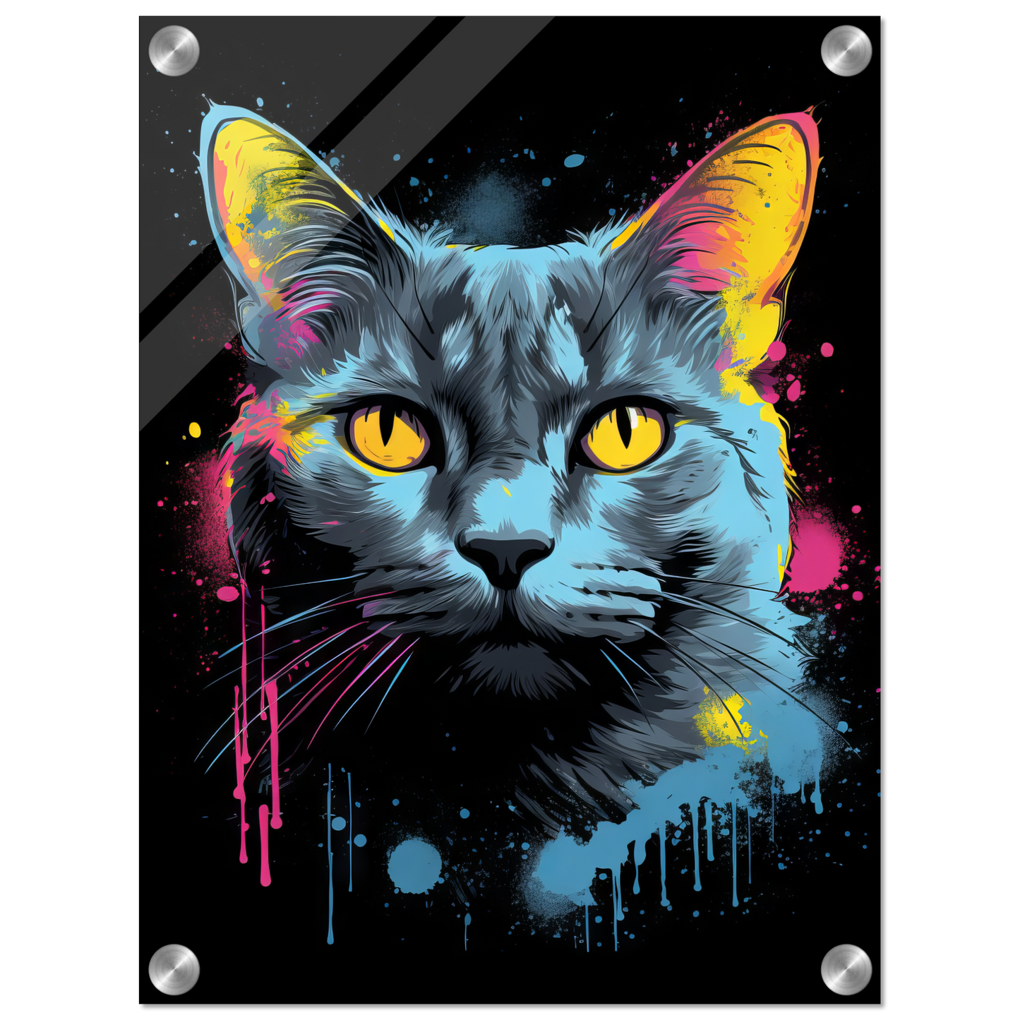 Katze Grau Getigert Pop-Art (CAT47)