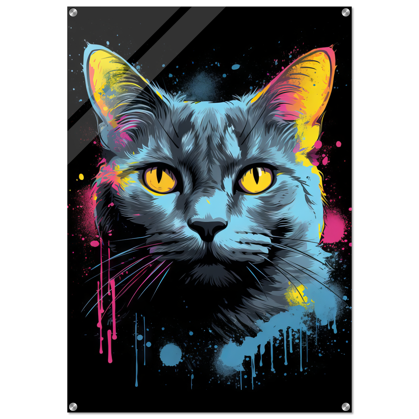Katze Grau Getigert Pop-Art (CAT47)