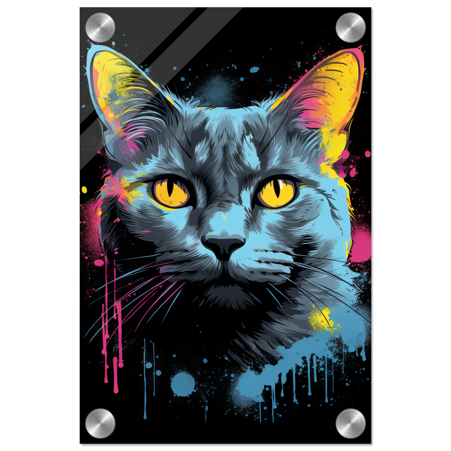 Katze Grau Getigert Pop-Art (CAT47)
