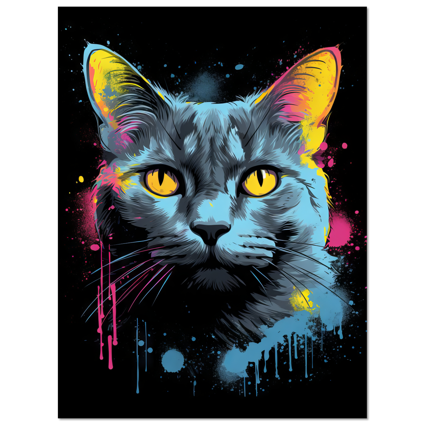 Katze Grau Getigert Pop-Art (CAT47)
