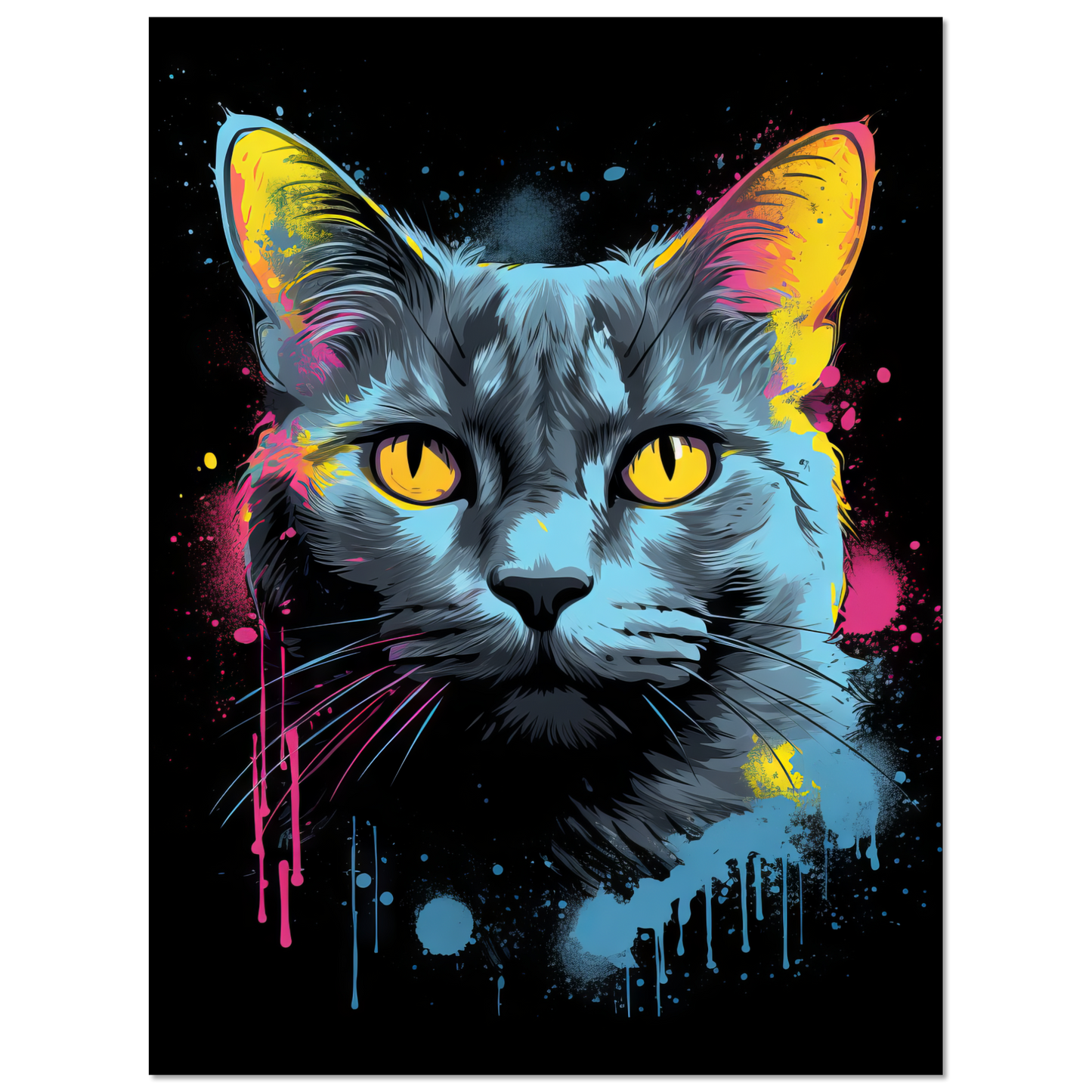 Katze Grau Getigert Pop-Art (CAT47)