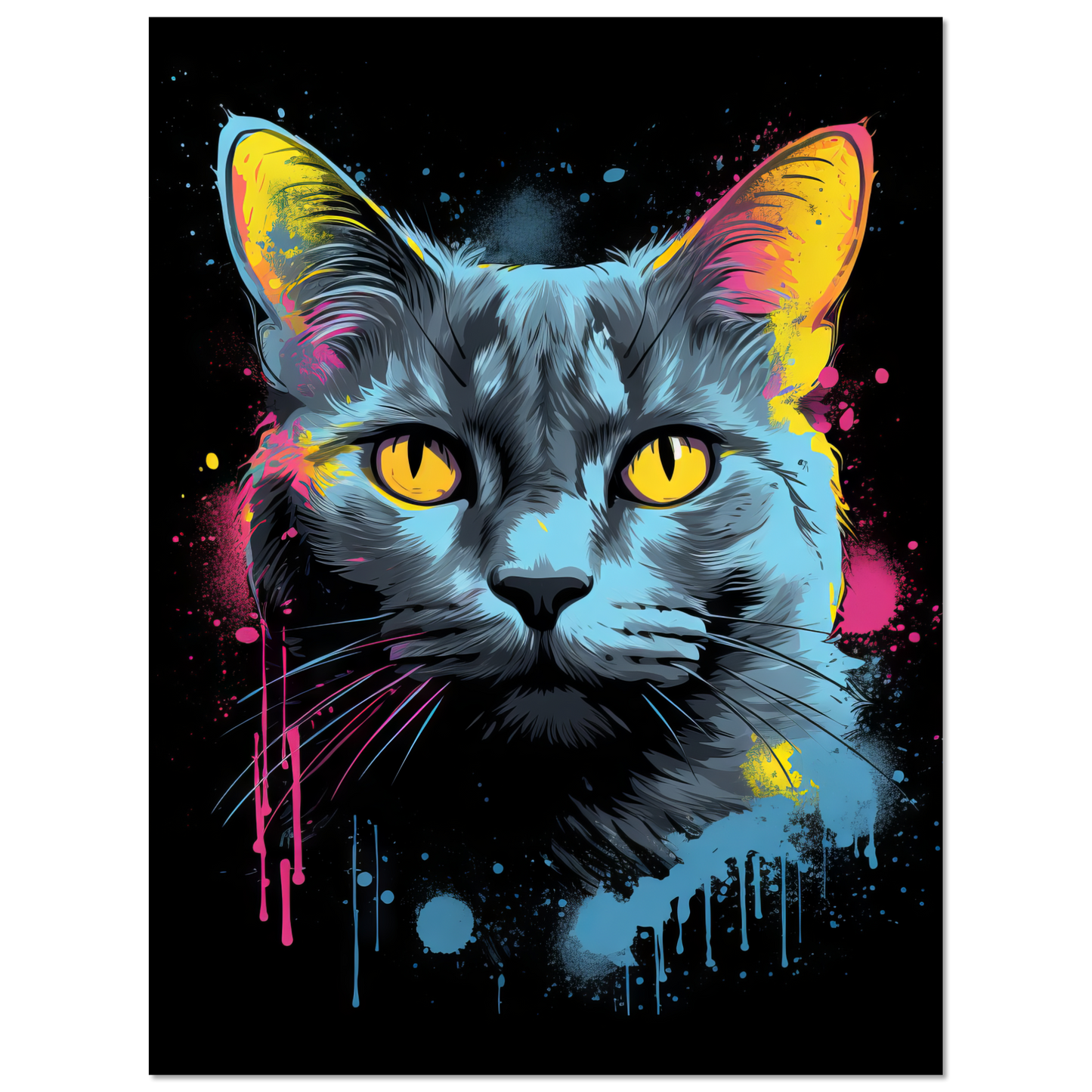Katze Grau Getigert Pop-Art (CAT47)