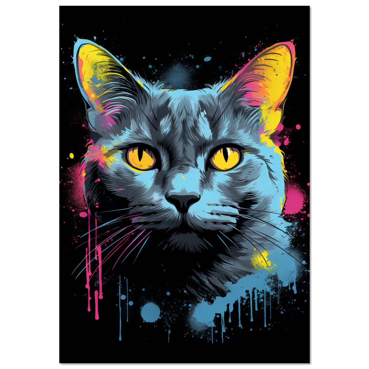 Katze Grau Getigert Pop-Art (CAT47)