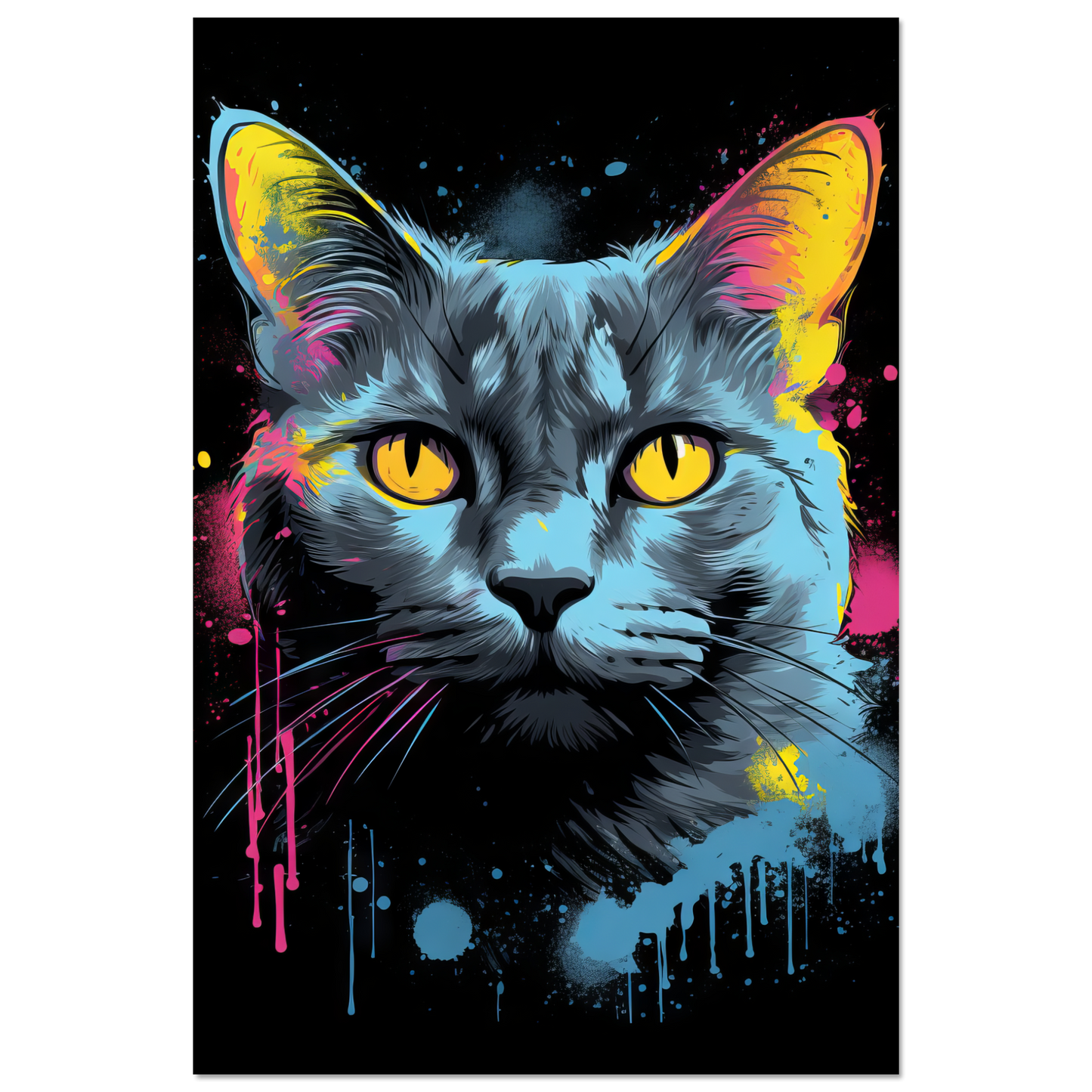 Katze Grau Getigert Pop-Art (CAT47)