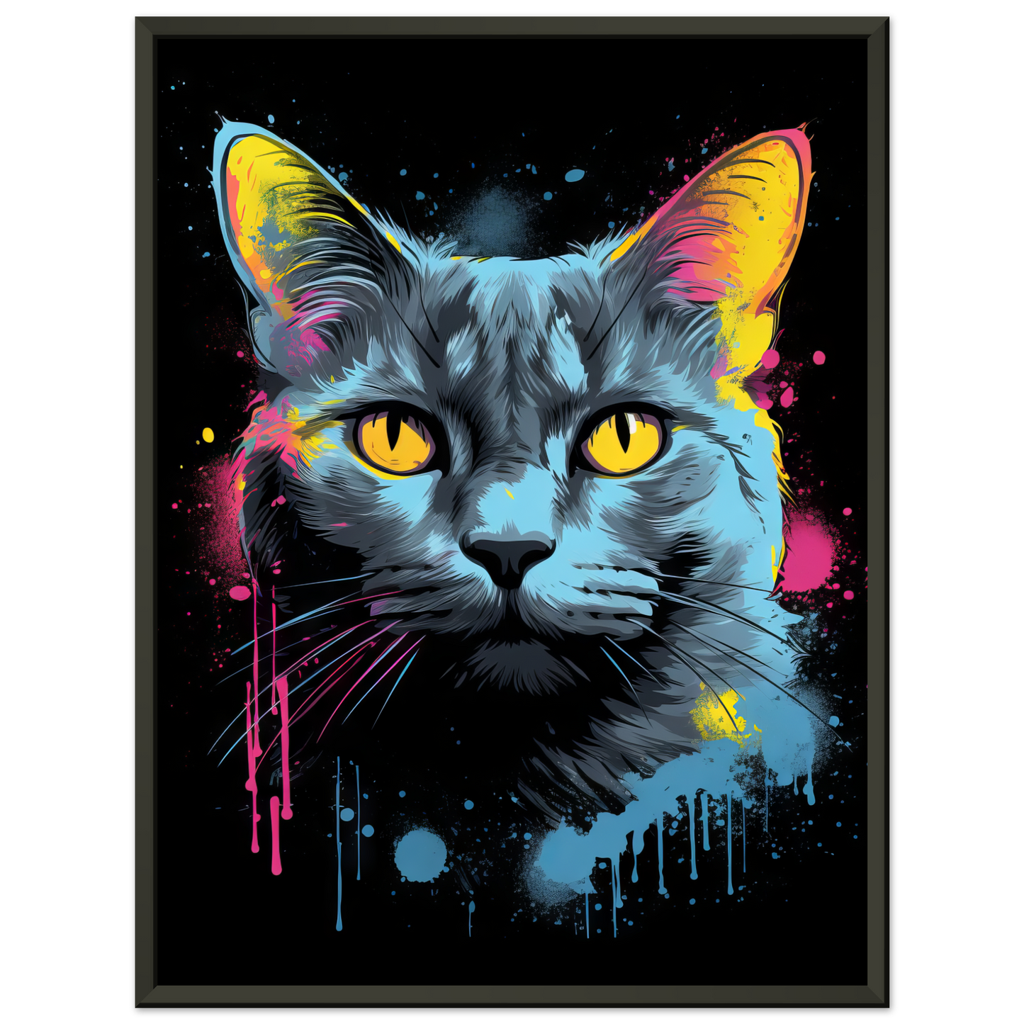 Katze Grau Getigert Pop-Art (CAT47)