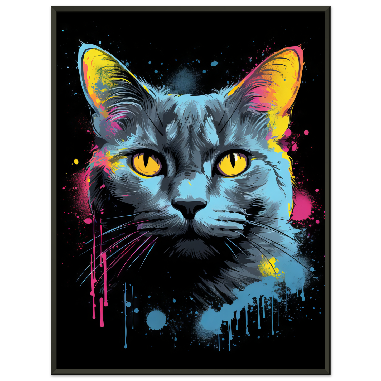 Katze Grau Getigert Pop-Art (CAT47)