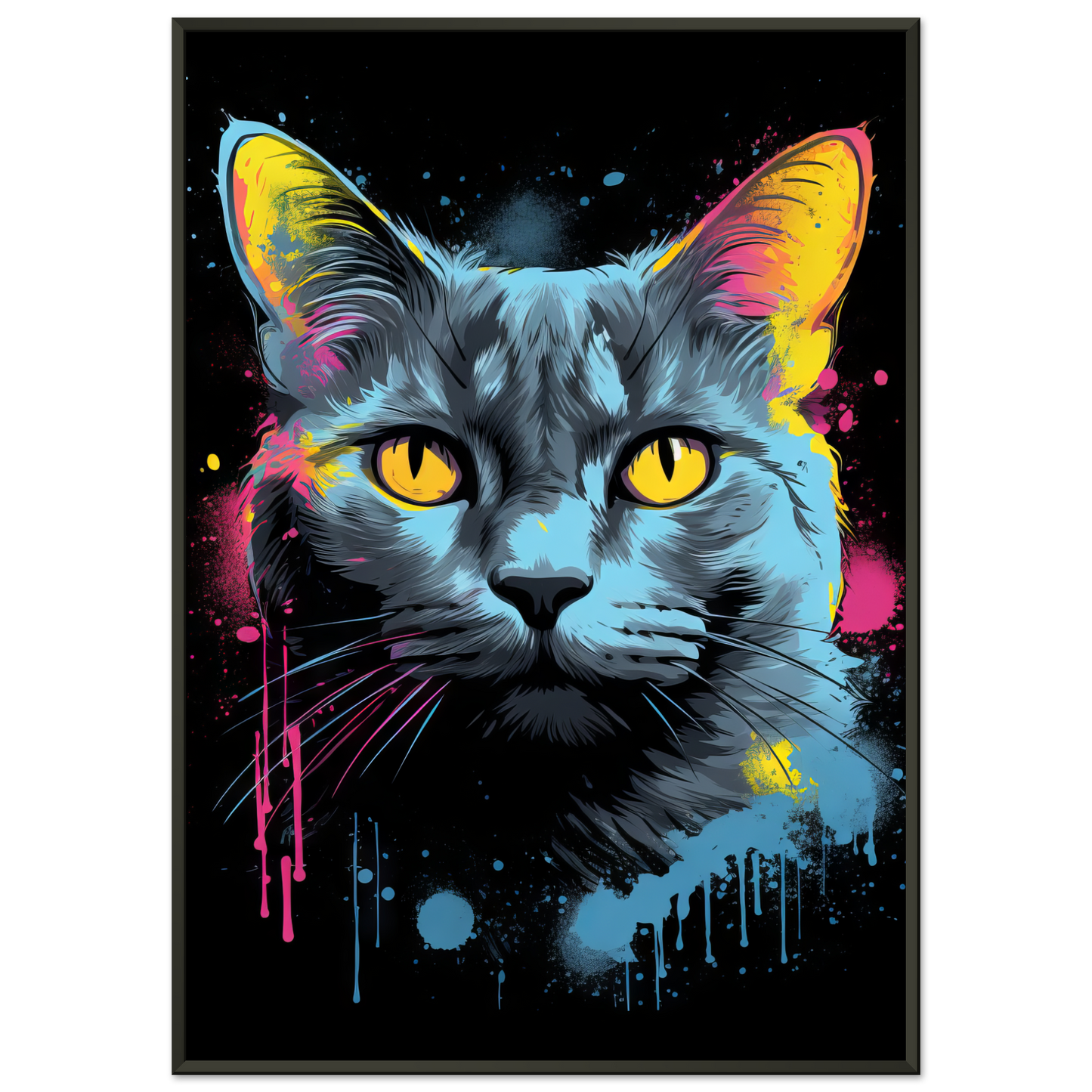 Katze Grau Getigert Pop-Art (CAT47)