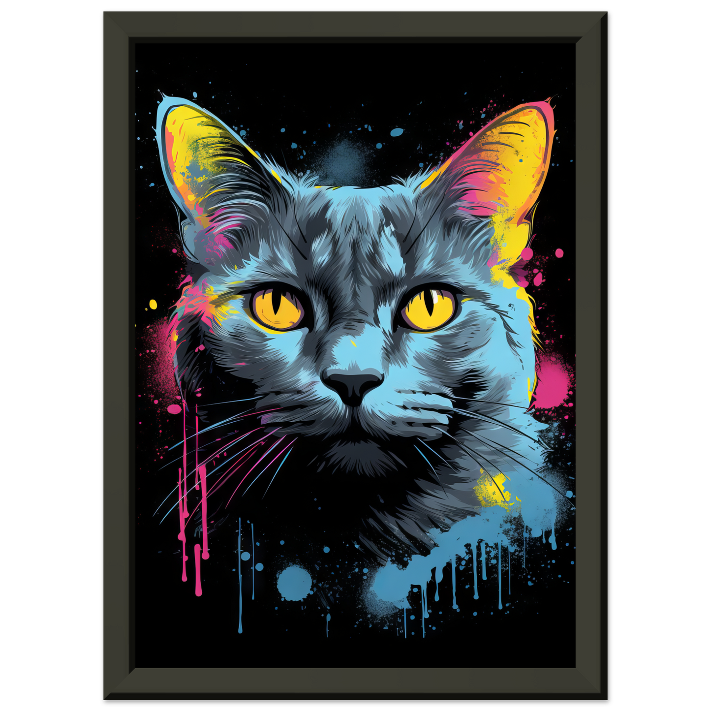 Katze Grau Getigert Pop-Art (CAT47)