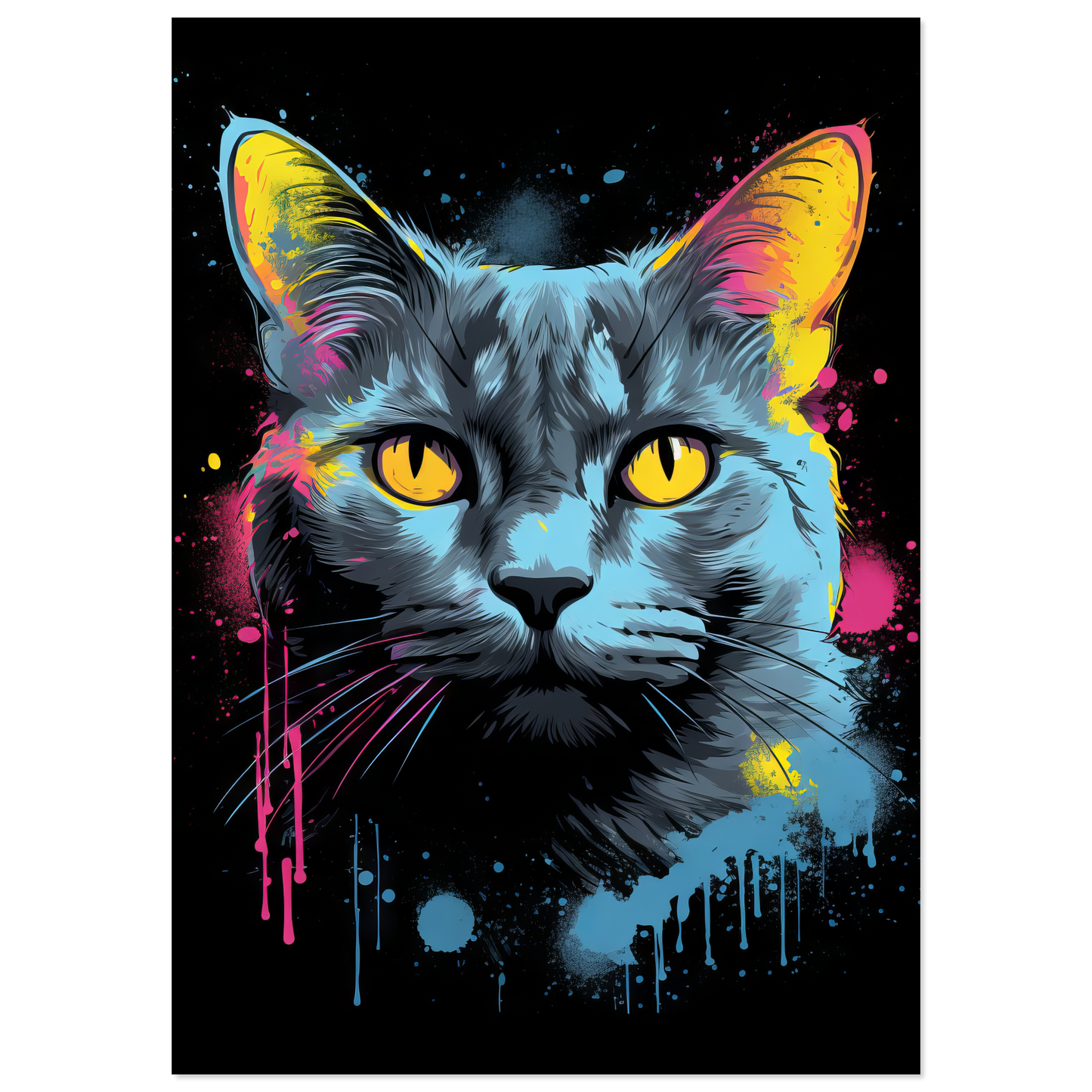 Katze Grau Getigert Pop-Art (CAT47)