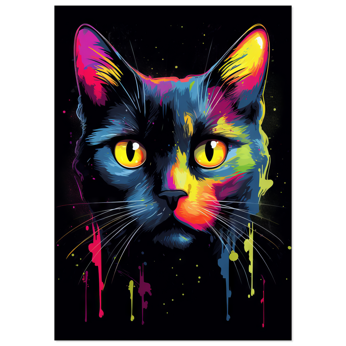 Katze Schwarz (Pop-Art) (CAT91)