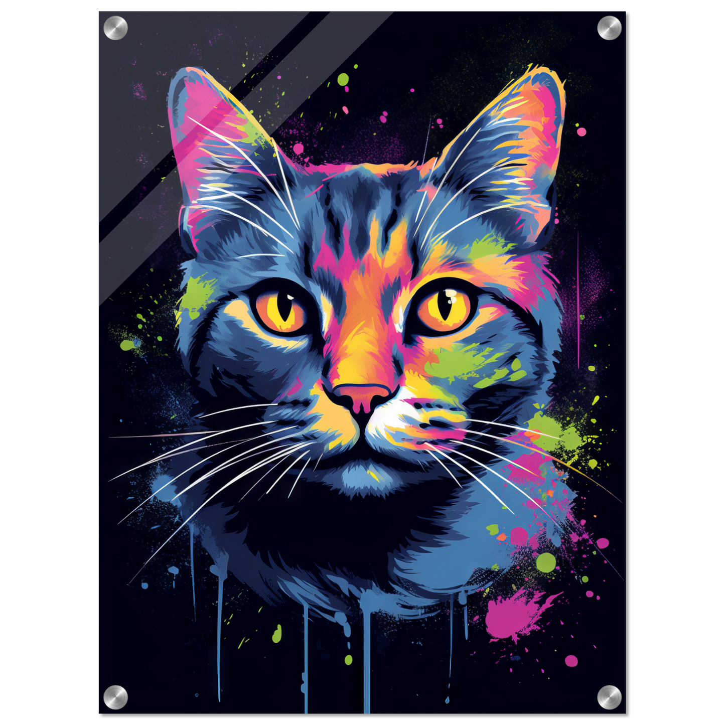 Cat gray mackerel pop art (CAT95)