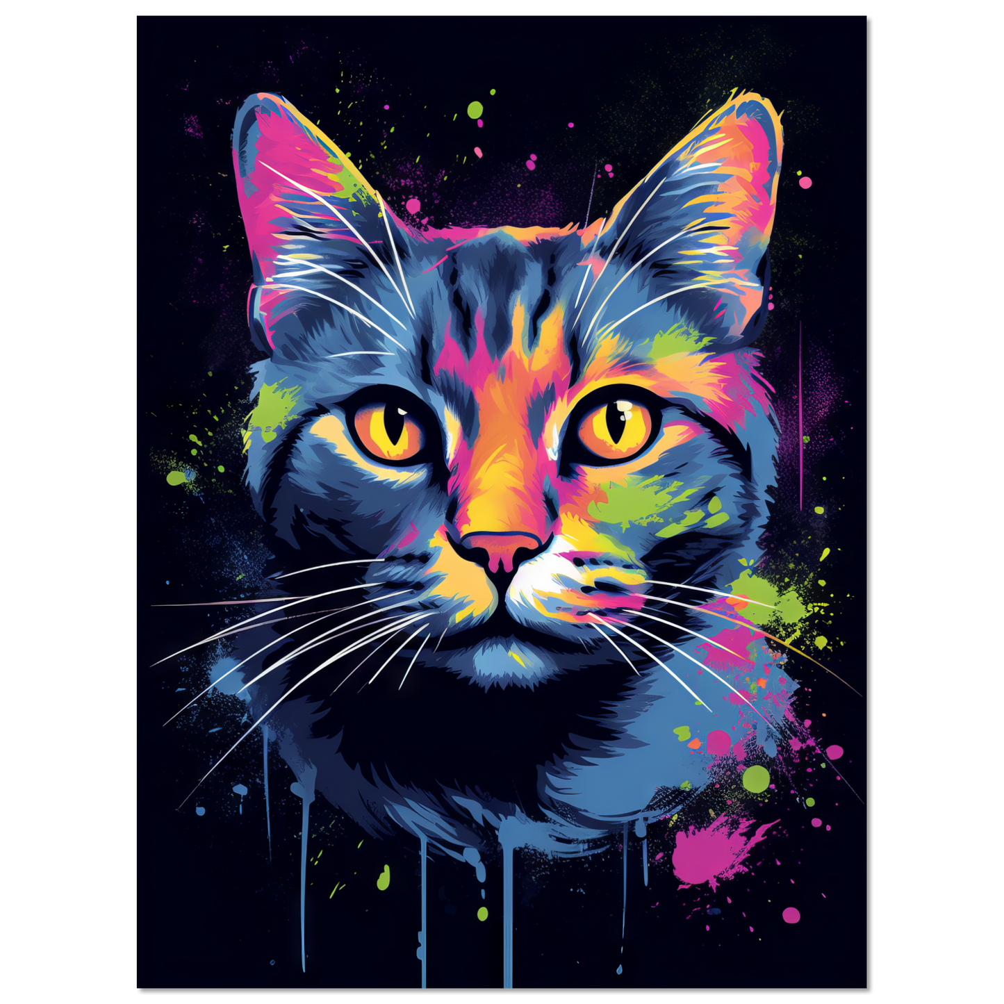 Cat gray mackerel pop art (CAT95)