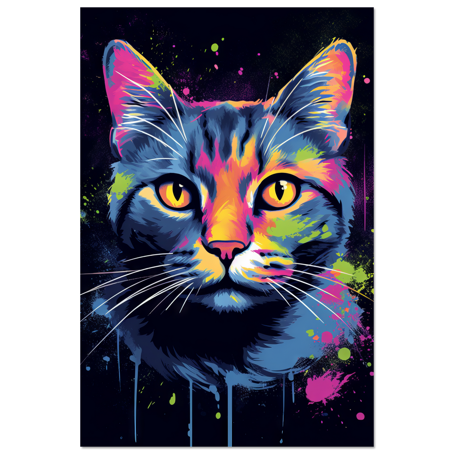 Cat gray mackerel pop art (CAT95)