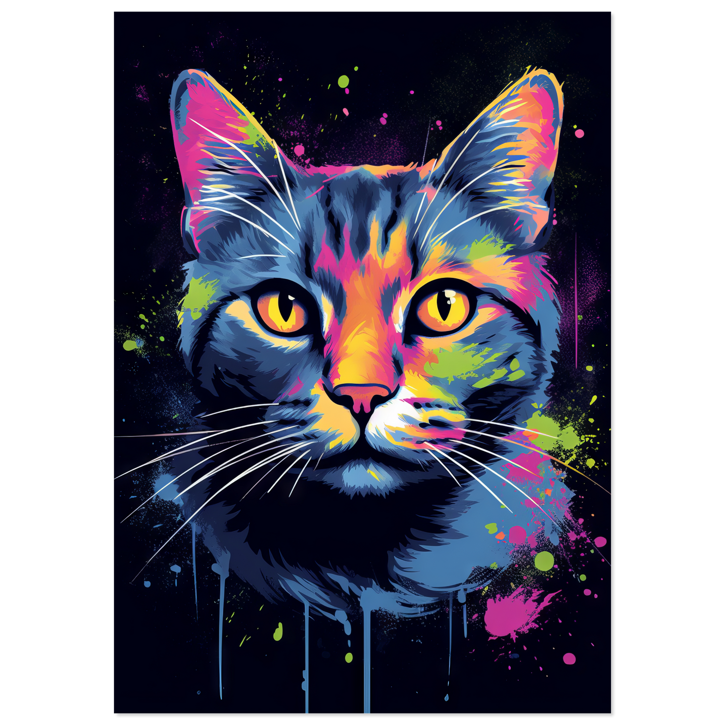 Cat gray mackerel pop art (CAT95)