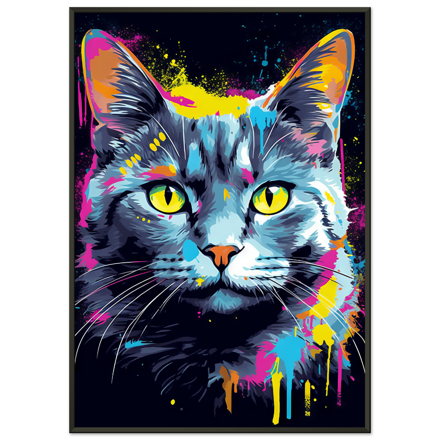 Katze Grau getigert Pop-Art (CAT96)