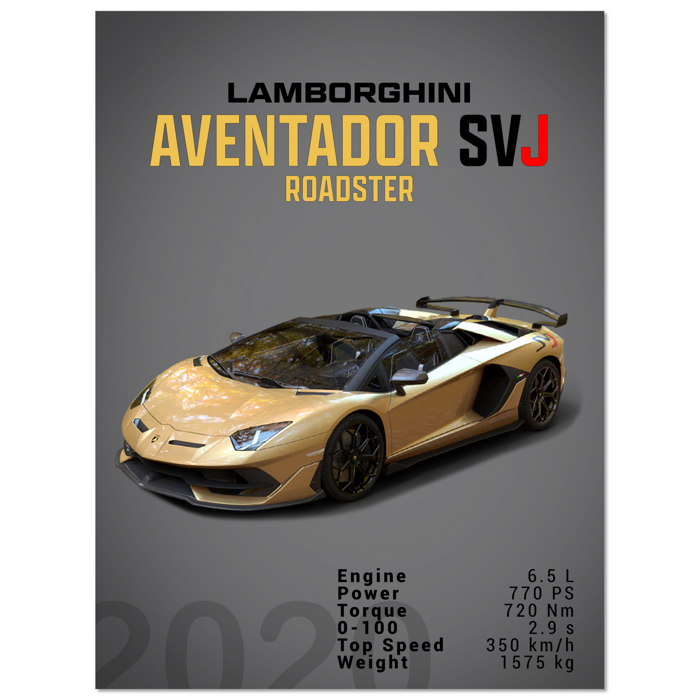 Lamborghini Aventador 2020 Aventador SVJ Roadster (LAMBO13D)