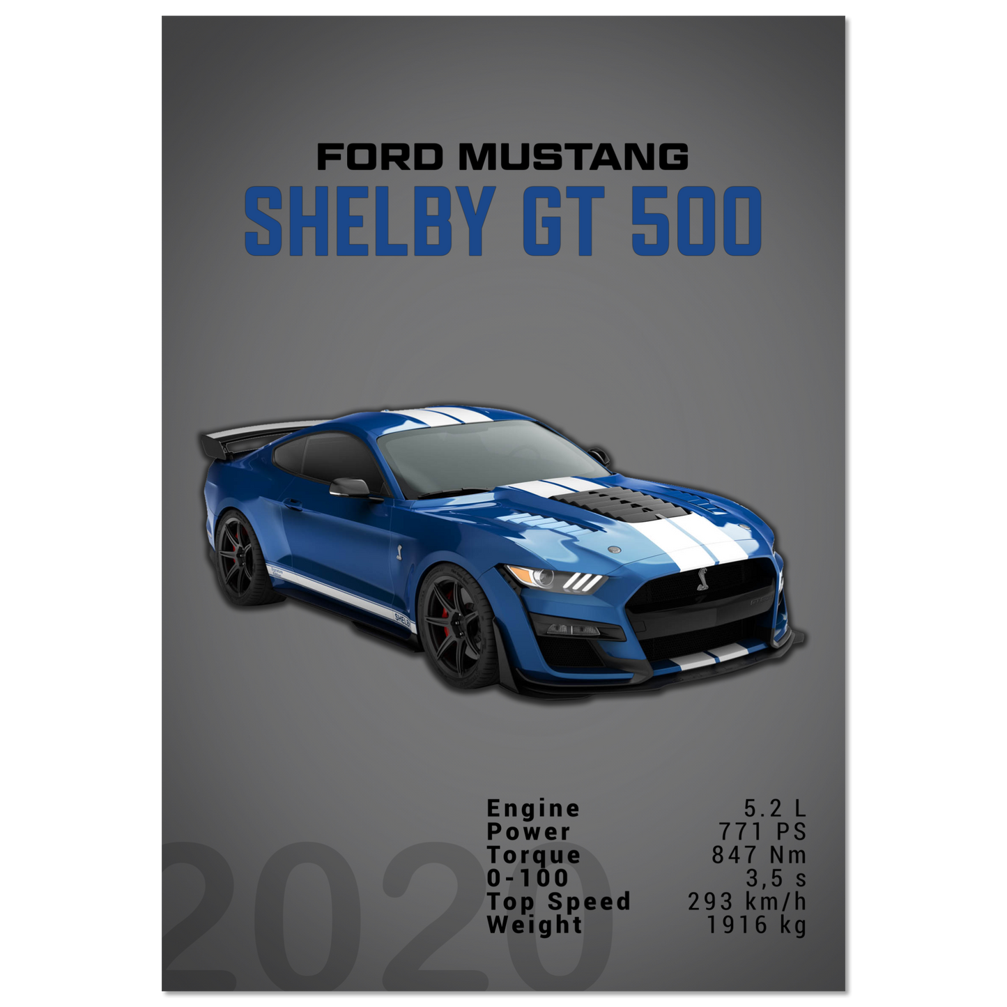 Ford Mustang 2020 Shelby GT500 S550 (MUSTANG04D)