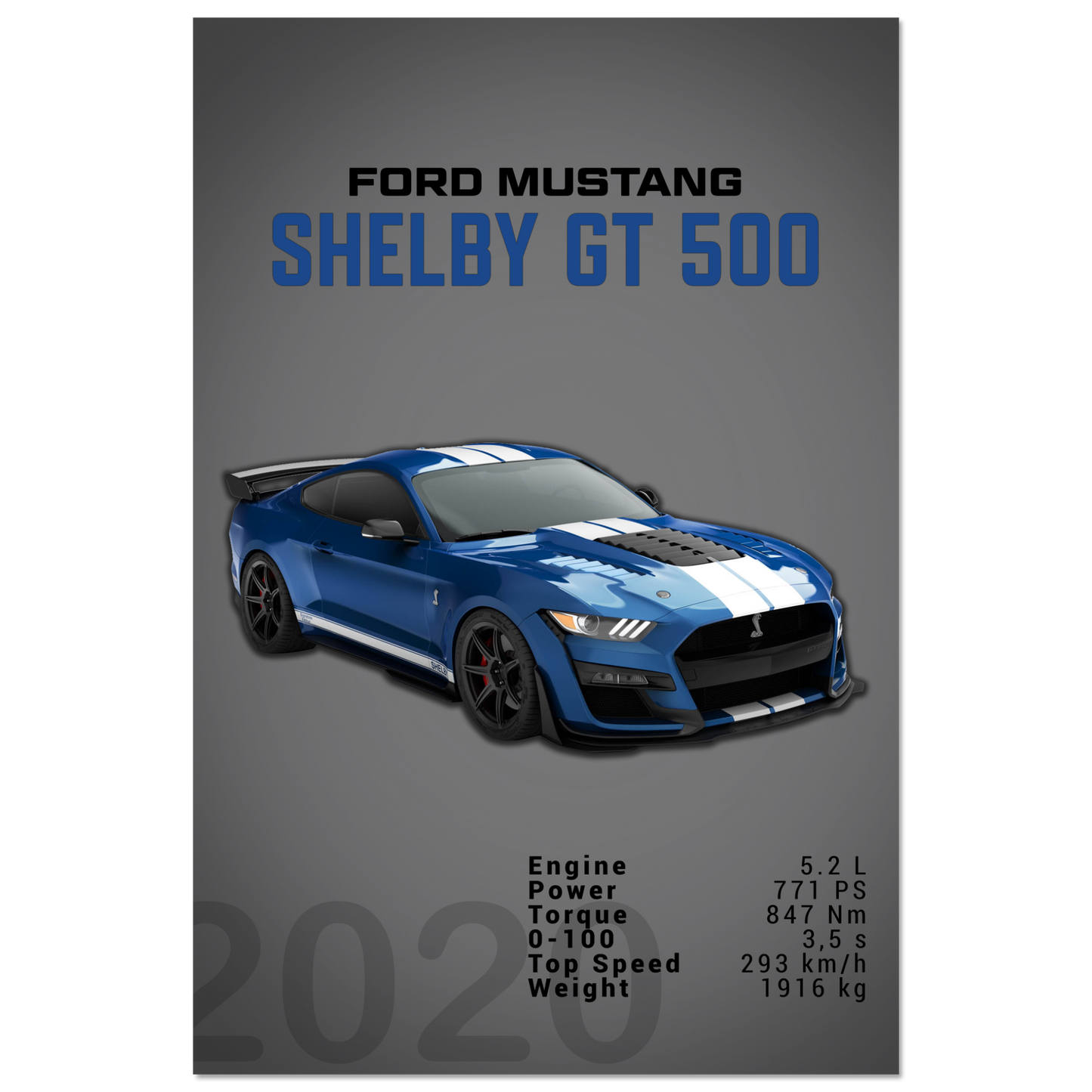 Ford Mustang 2020 Shelby GT500 S550 (MUSTANG04D)