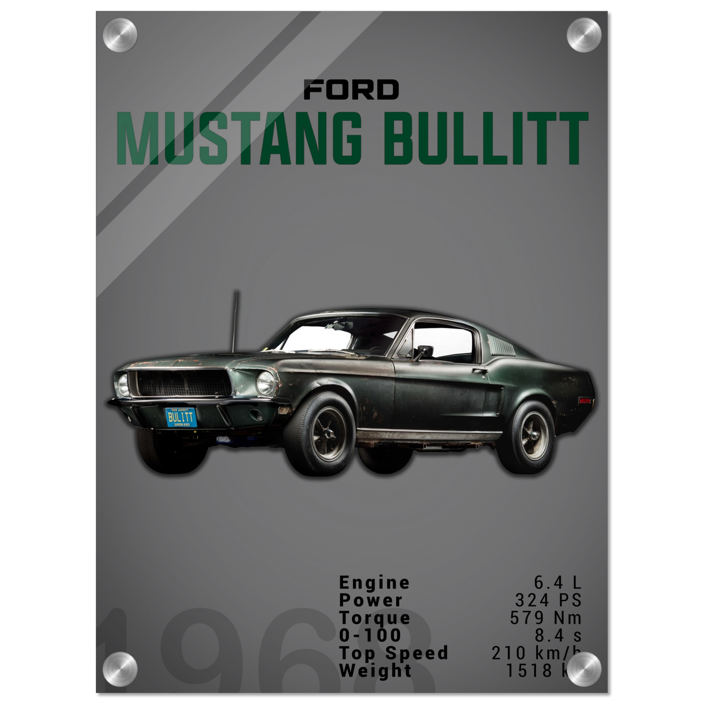 Ford Mustang 1968 Bullitt Fastback (MUSTANG12D)