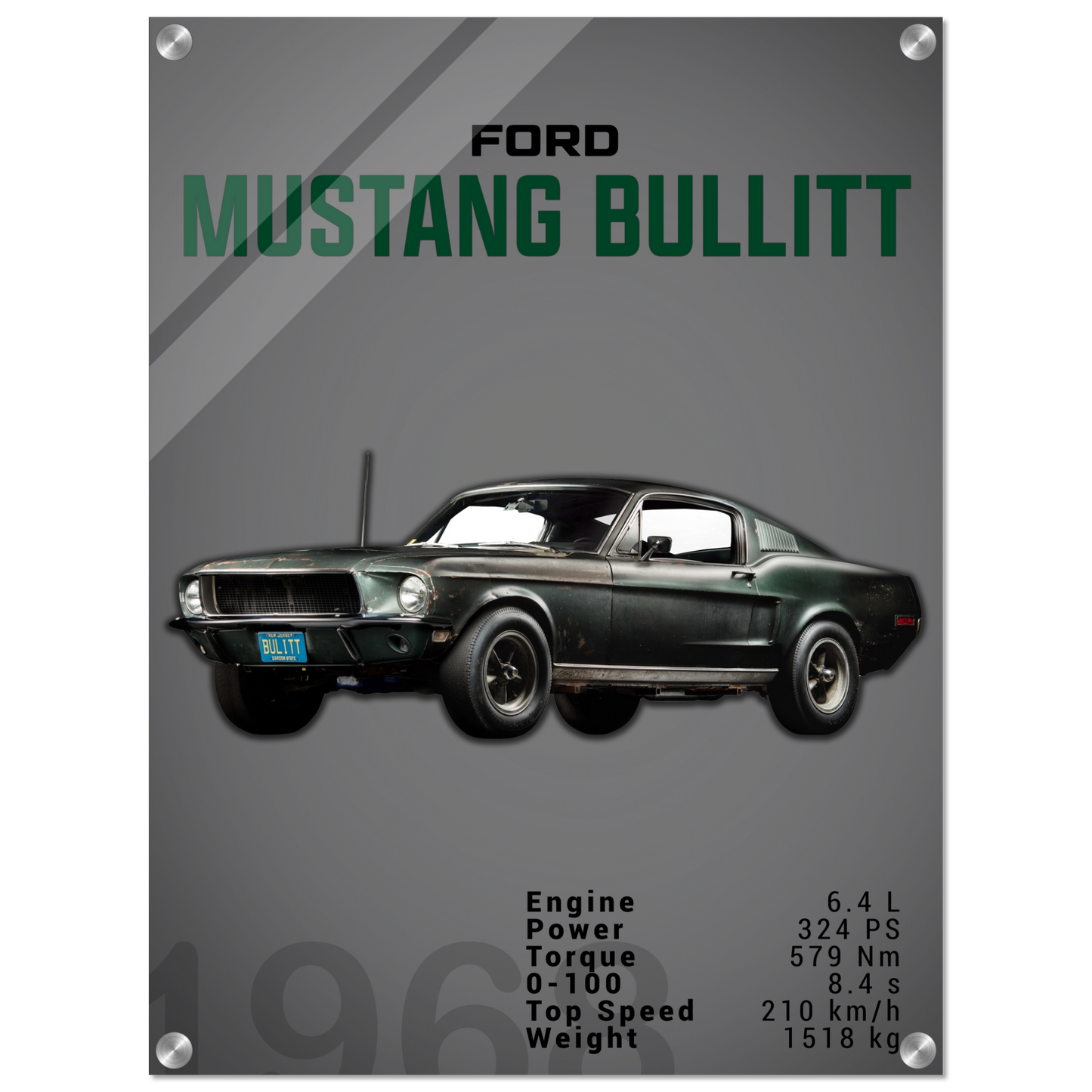 Ford Mustang 1968 Bullitt Fastback (MUSTANG12D)