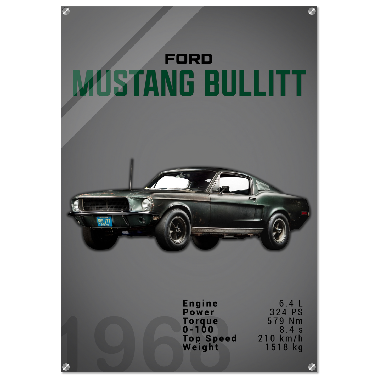 Ford Mustang 1968 Bullitt Fastback (MUSTANG12D)