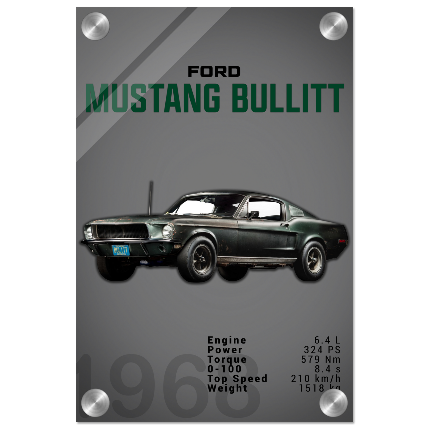 Ford Mustang 1968 Bullitt Fastback (MUSTANG12D)