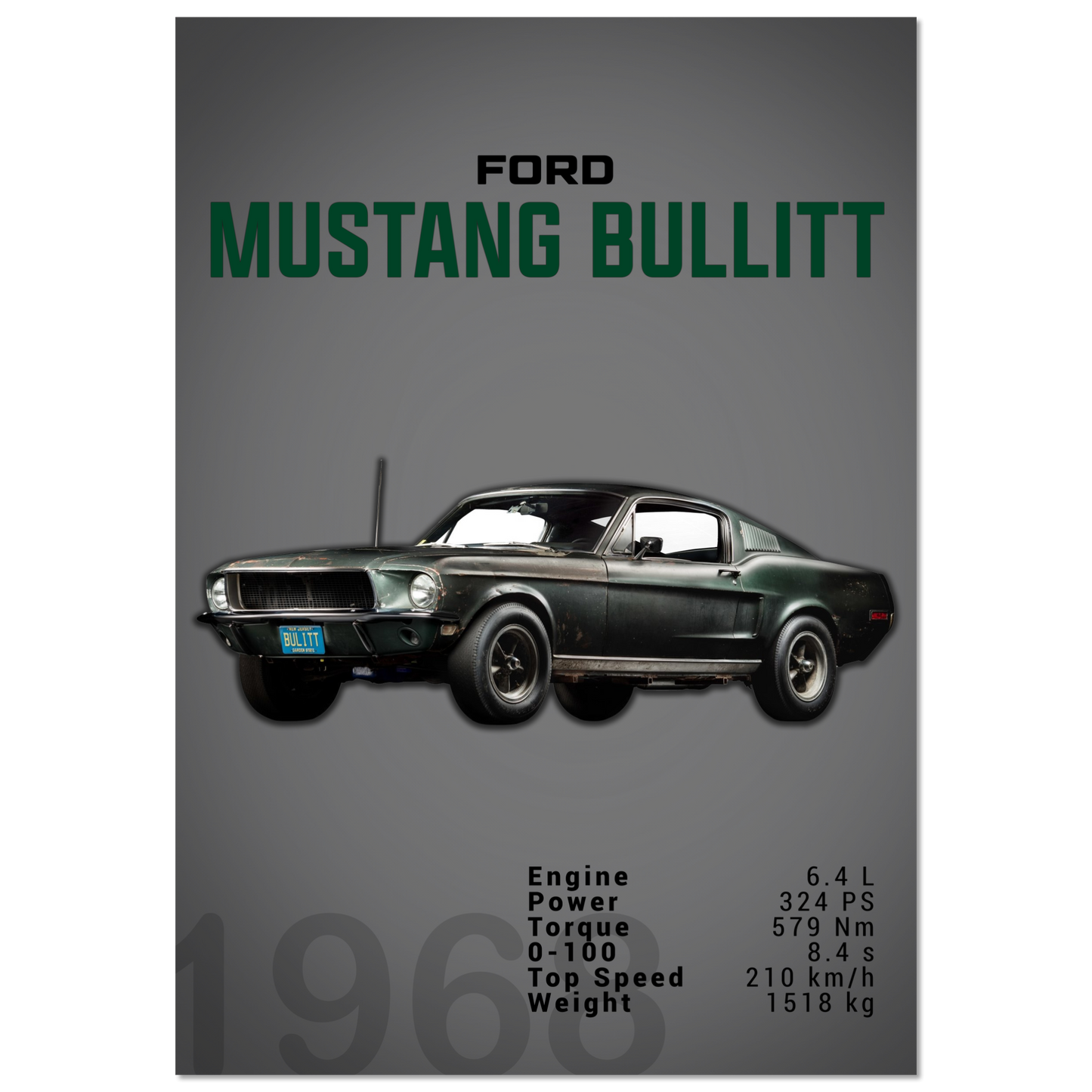 Ford Mustang 1968 Bullitt Fastback (MUSTANG12D)