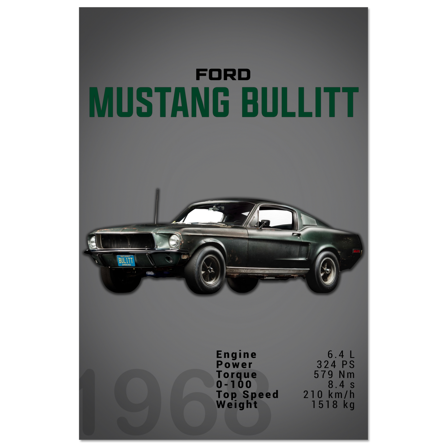 Ford Mustang 1968 Bullitt Fastback (MUSTANG12D)