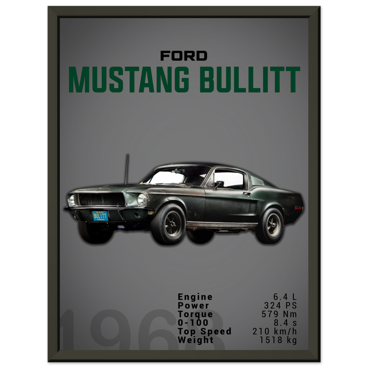 Ford Mustang 1968 Bullitt Fastback (MUSTANG12D)