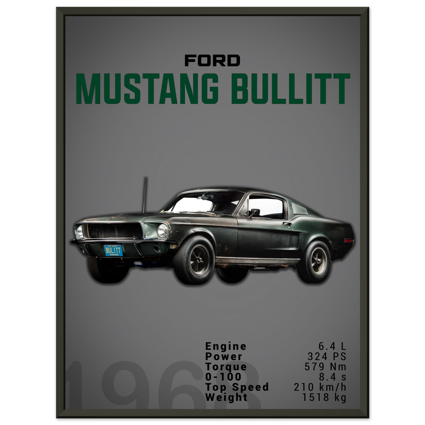 Ford Mustang 1968 Bullitt Fastback (MUSTANG12D)