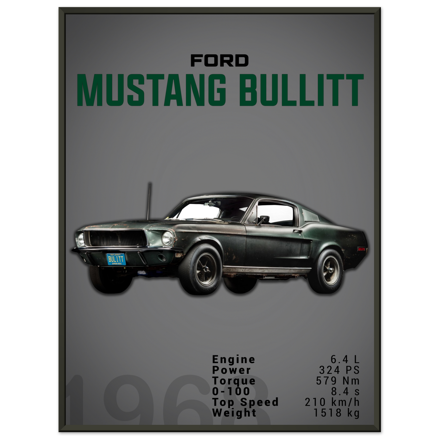 Ford Mustang 1968 Bullitt Fastback (MUSTANG12D)