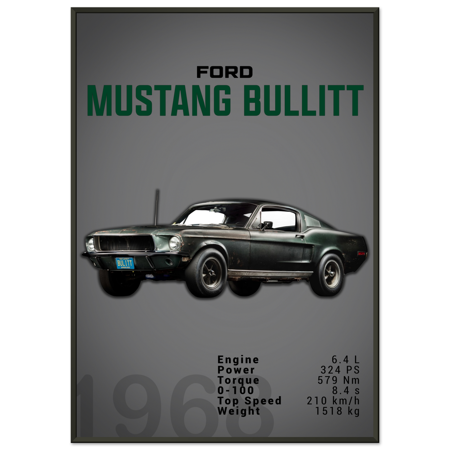 Ford Mustang 1968 Bullitt Fastback (MUSTANG12D)