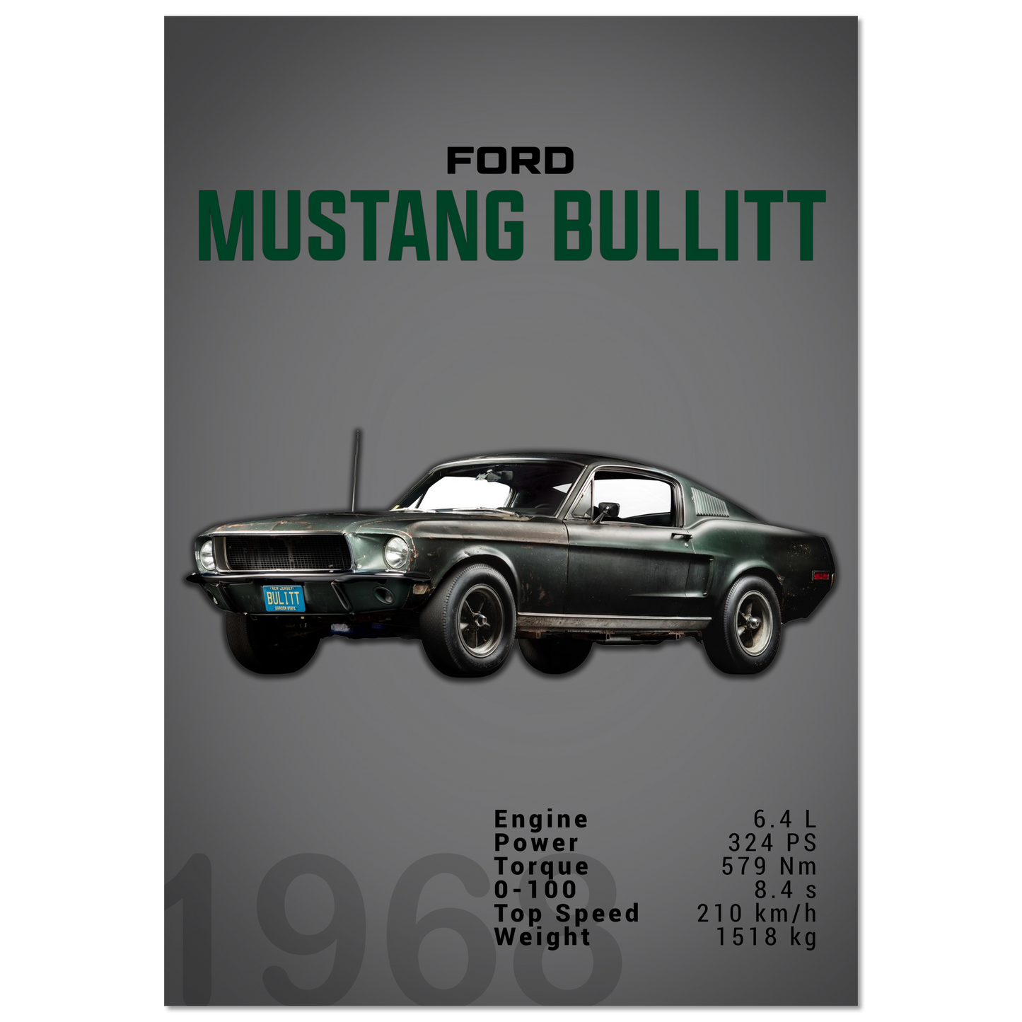 Ford Mustang 1968 Bullitt Fastback (MUSTANG12D)
