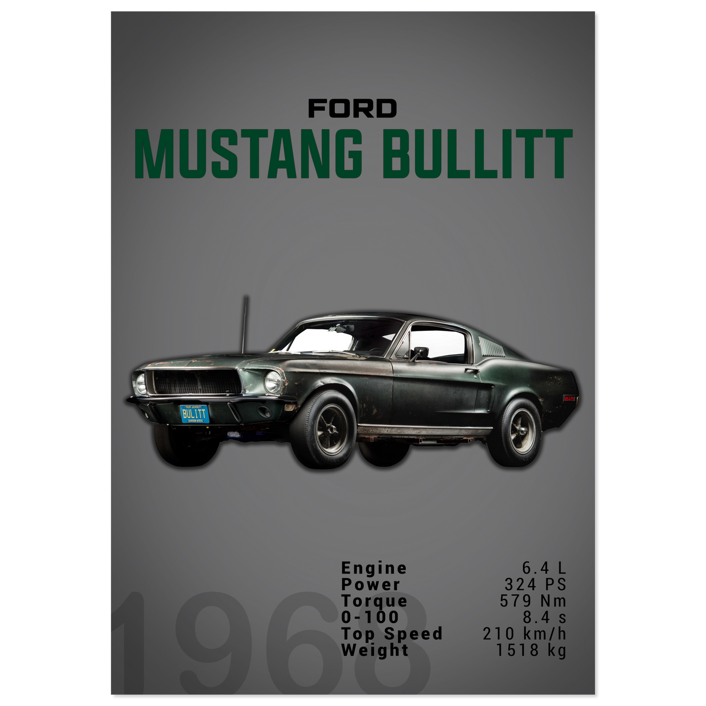 Ford Mustang 1968 Bullitt Fastback (MUSTANG12D)