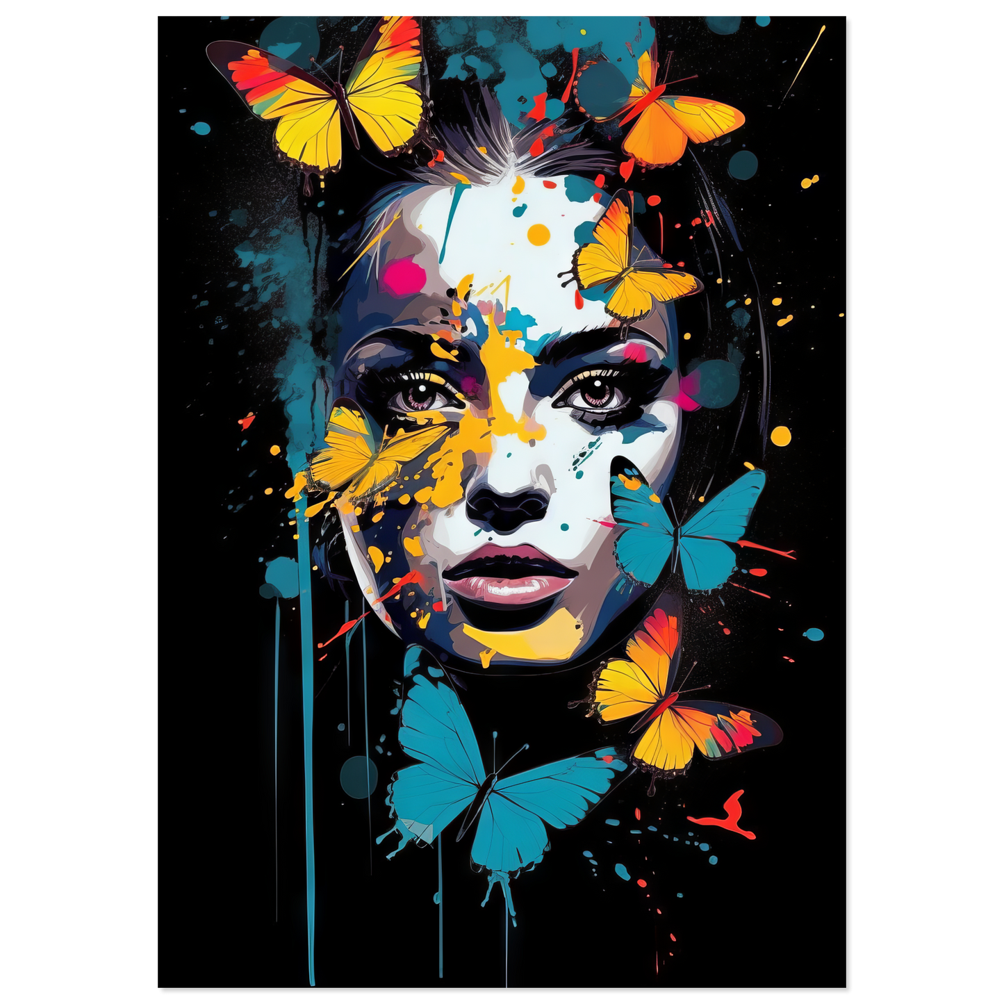 Woman butterflies pop art (POP26)
