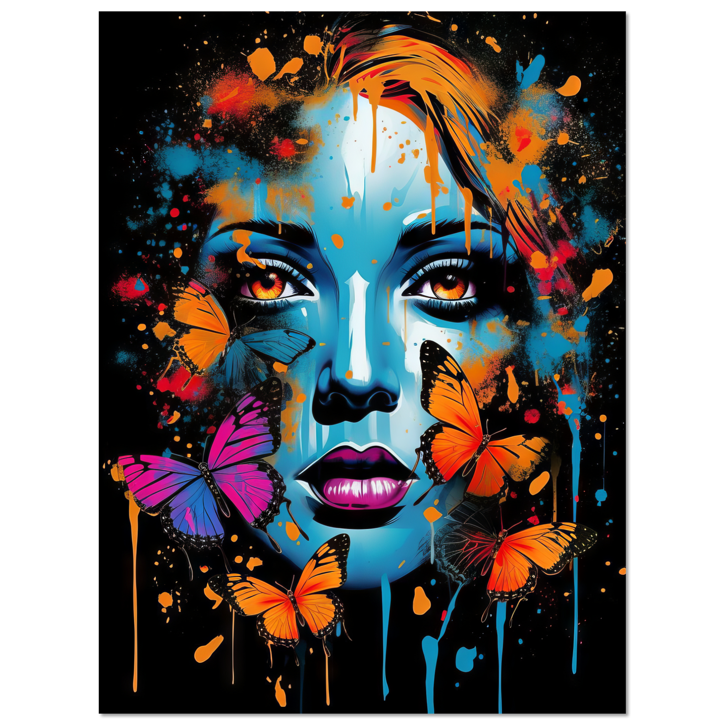 Woman butterflies pop art (POP27)
