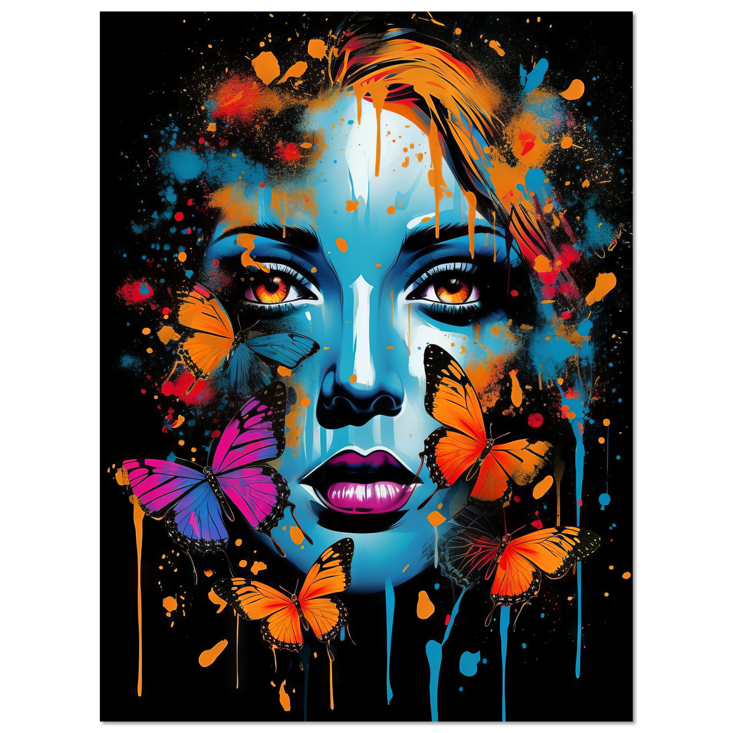 Woman butterflies pop art (POP27)