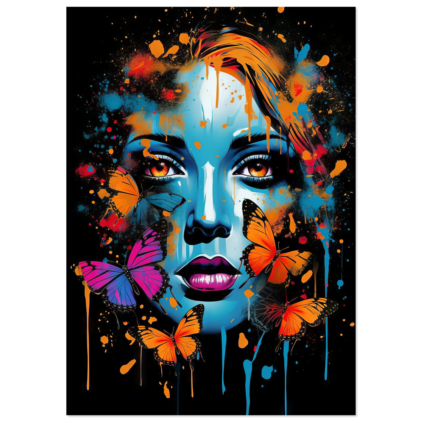 Woman butterflies pop art (POP27)