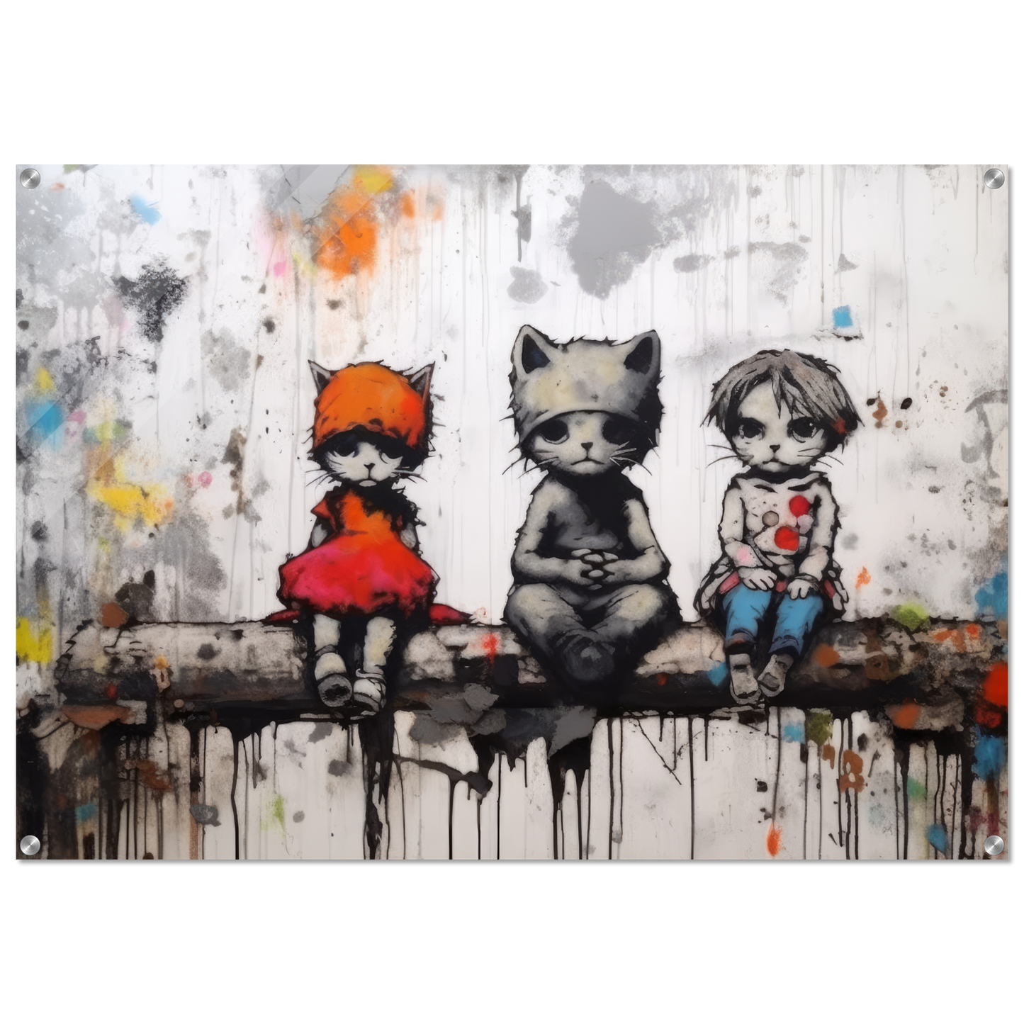 Katzen Kinder - Banksy Street-Art Style (STREET05)