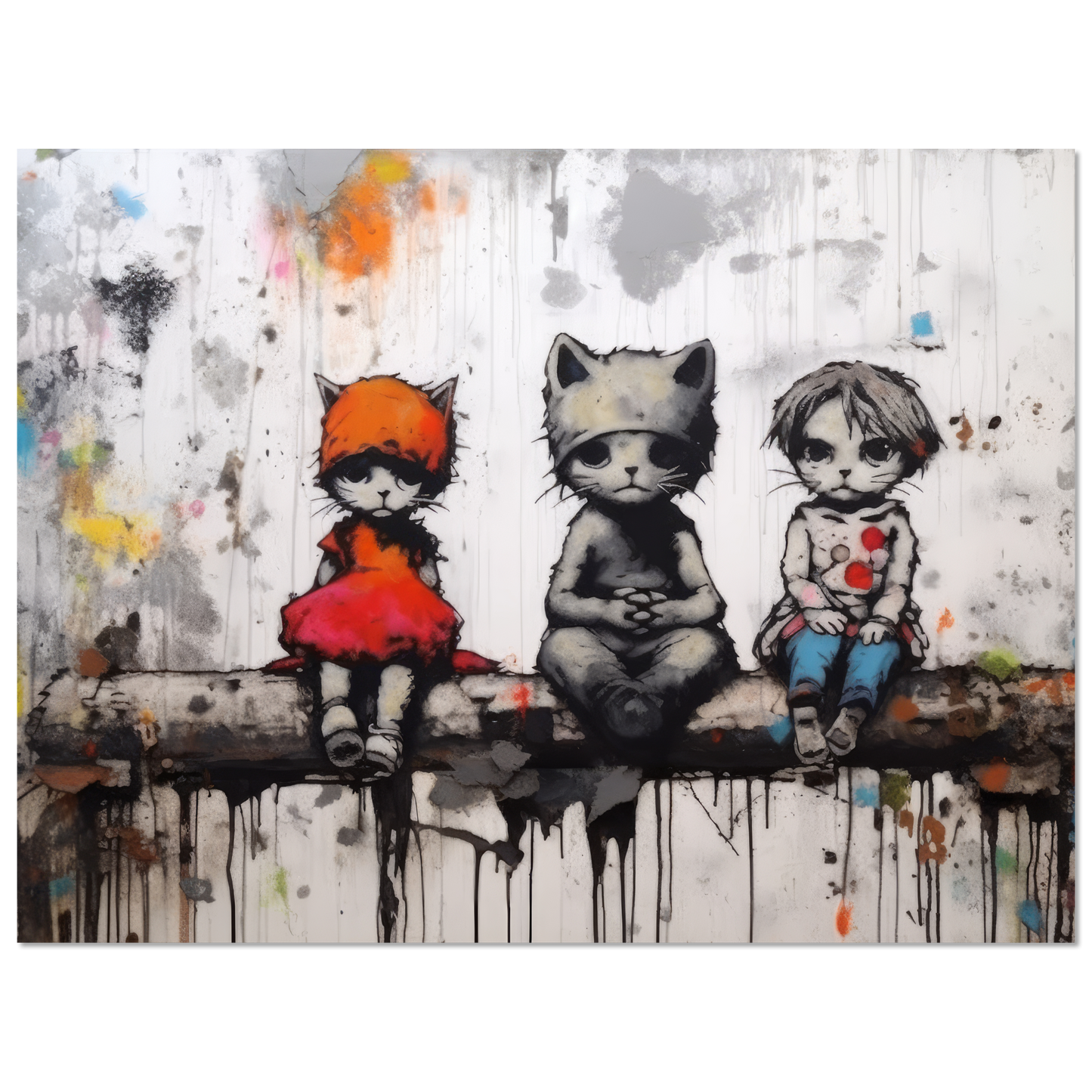 Katzen Kinder - Banksy Street-Art Style (STREET05)