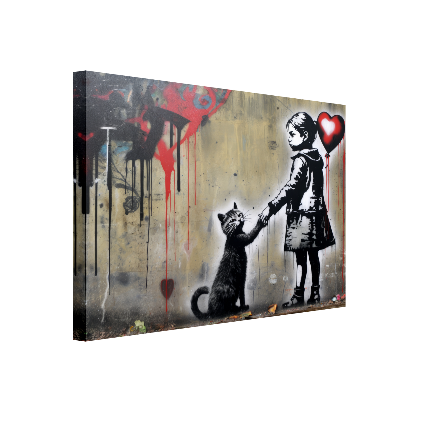 Kind mit Ballon und Katze - Banksy Street-Art Style (STREET01)