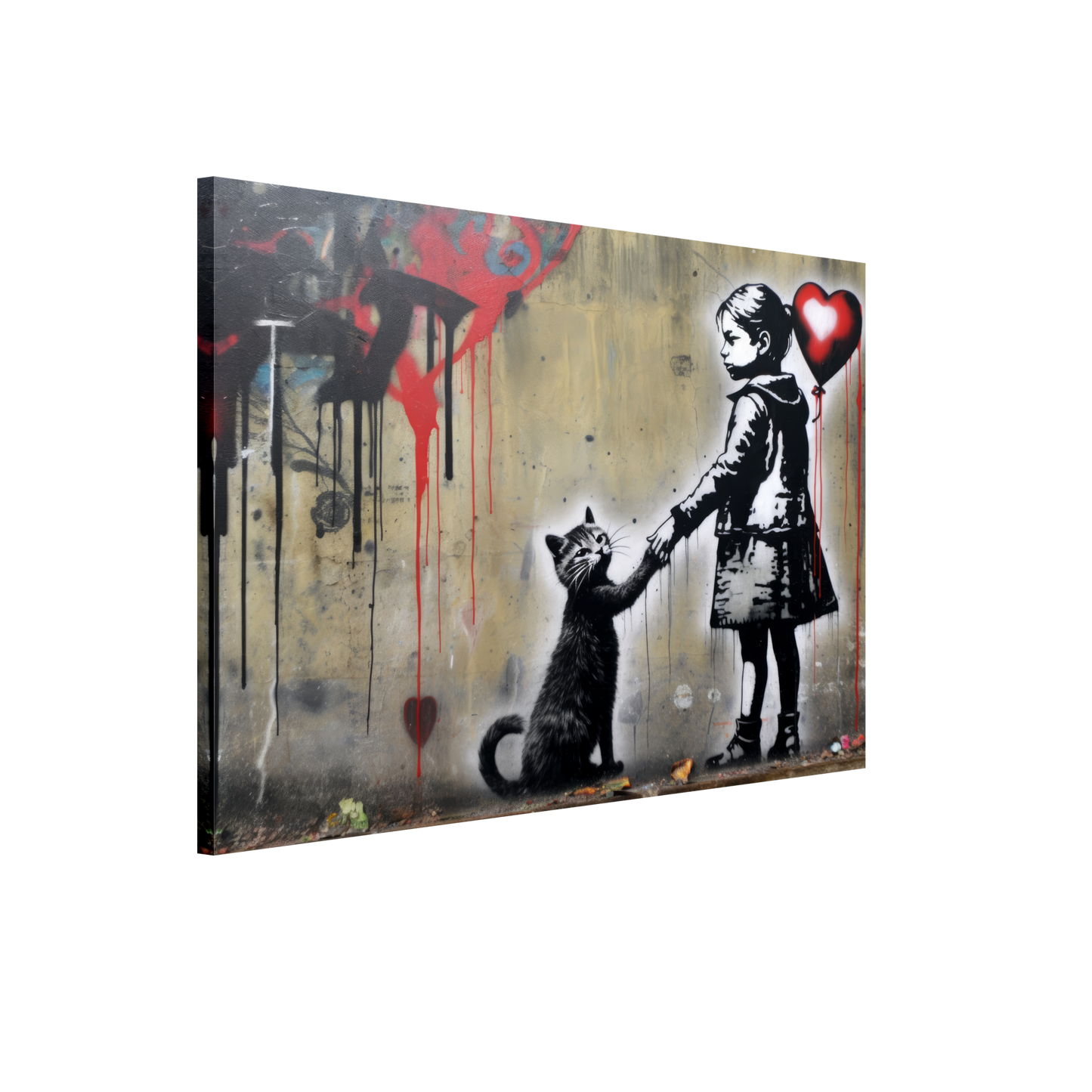 Kind mit Ballon und Katze - Banksy Street-Art Style (STREET01)