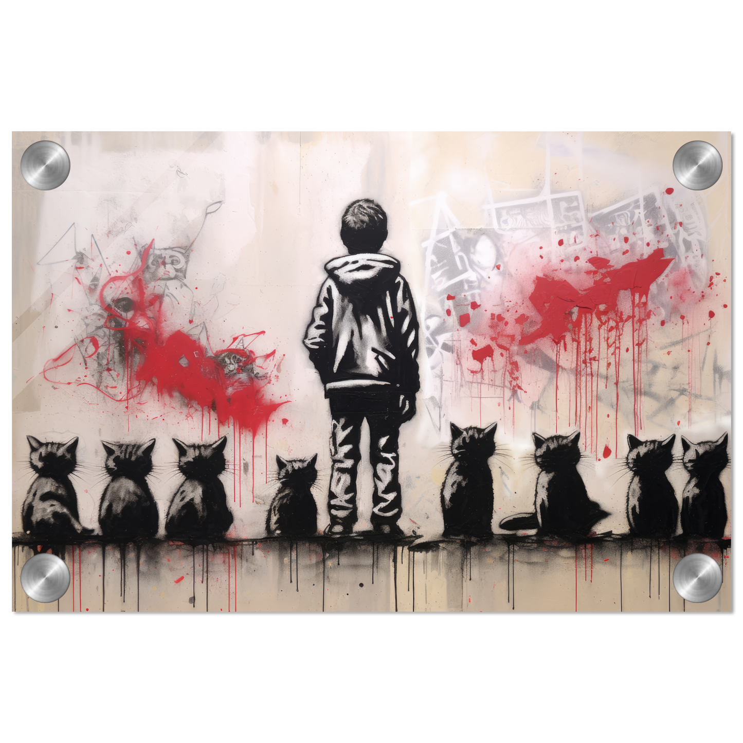 Kind mit Katzen - Banksy Street-Art Style (STREET19)