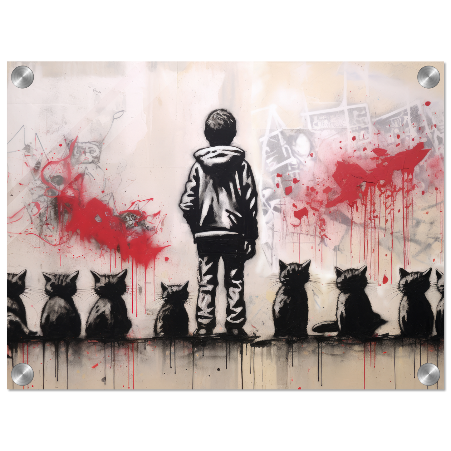 Kind mit Katzen - Banksy Street-Art Style (STREET19)