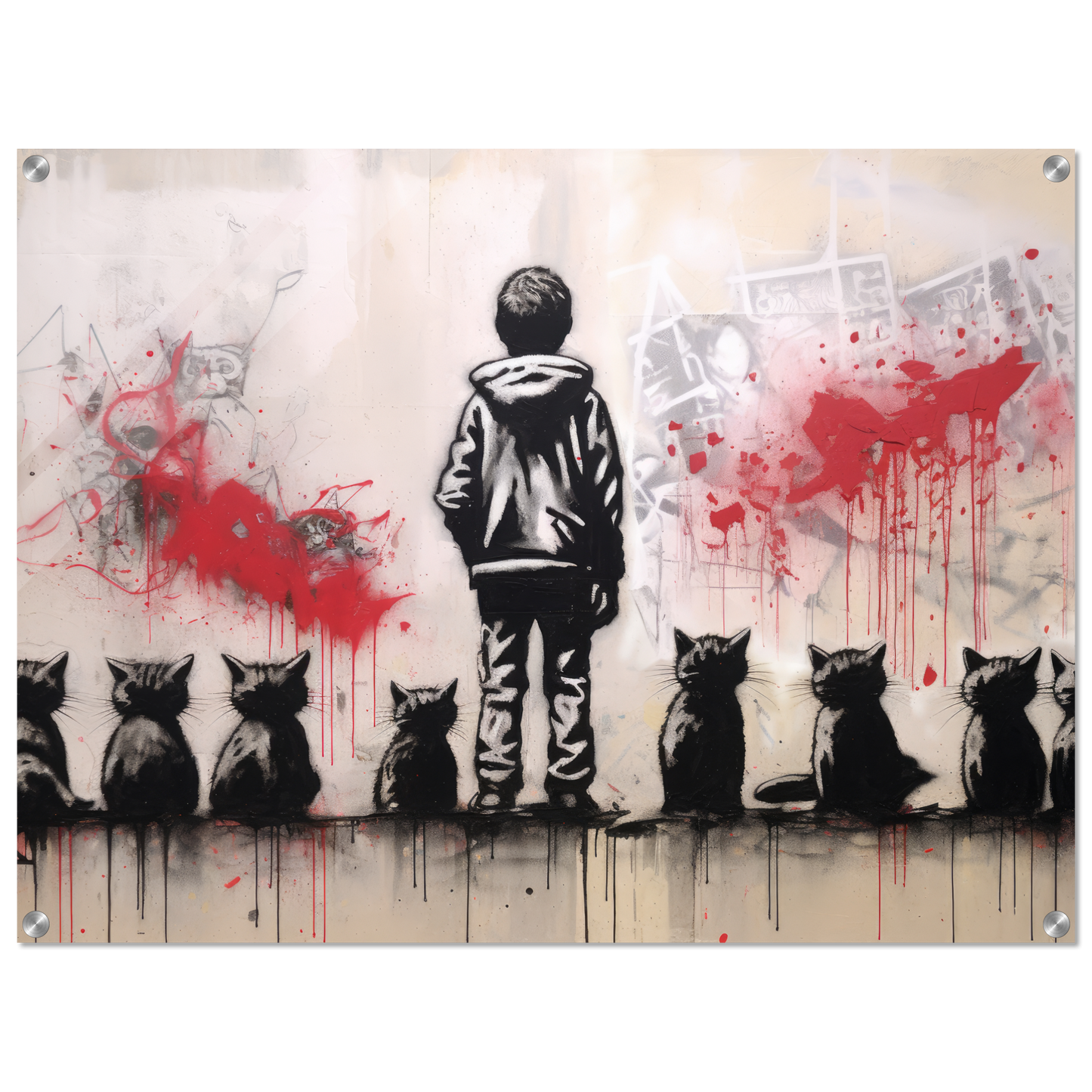 Kind mit Katzen - Banksy Street-Art Style (STREET19)