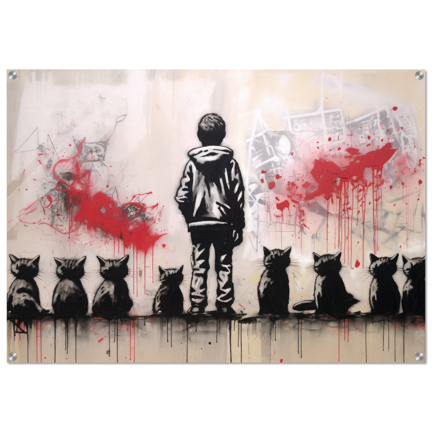 Kind mit Katzen - Banksy Street-Art Style (STREET19)